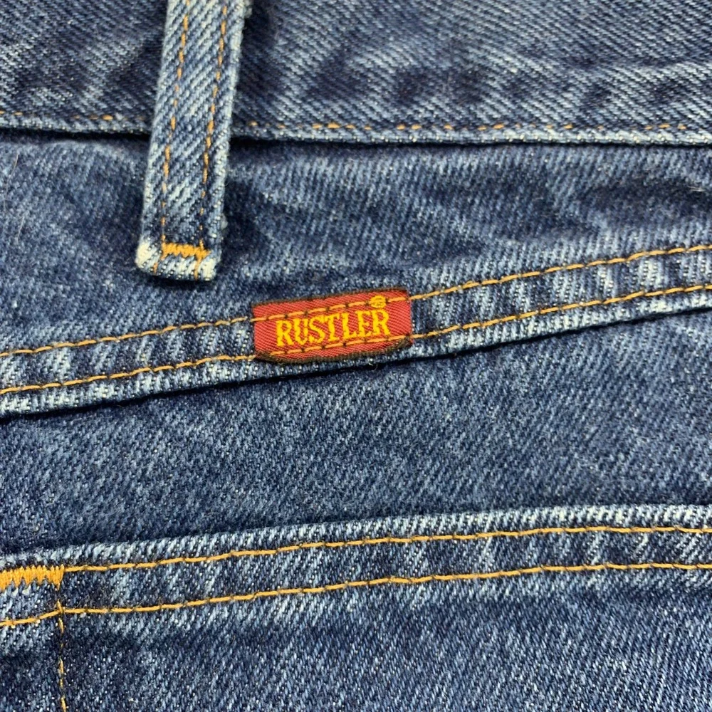 VTG Rustler Jeans Straight Mens 38x32 Blue Faded Distressed Denim‎ Retro Work